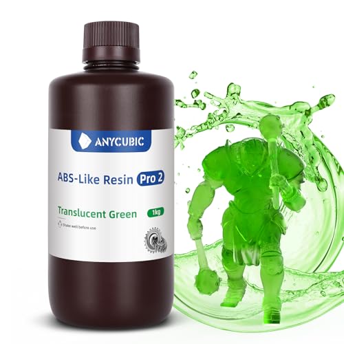Image of ANYCUBIC ABS-Like Resin Pro 2, Upgraded 8K 3D Printer Resin with Enhanced Strength and Toughness, High Precision, Low Odor, Wide Compatibility for All LCD Resin 3D Printers (Clear Green,1kg)
