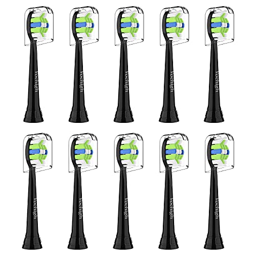 Vochigh Replacement Heads for Philips Sonicare ProtectiveClean: Compatible with Sonicare DailyClean ExpertClean FlexCare EasyClean HealthyWhite 2 Series 3 Series 9024 Toothbrush 10 Pack,Black