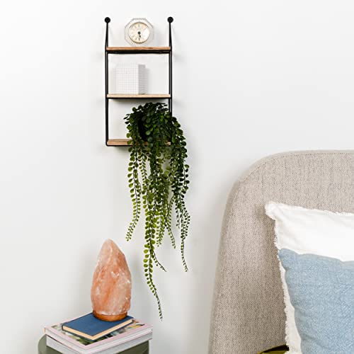 Greenco Geometric 3 Tier Mounted Floating Shelves, Home Decor, Metal Wire And Rustic Wood Wall Storage Shelves For Bedroom, Living Room, Bathroom, Kitchen, Office, Natural Finish #TOP6