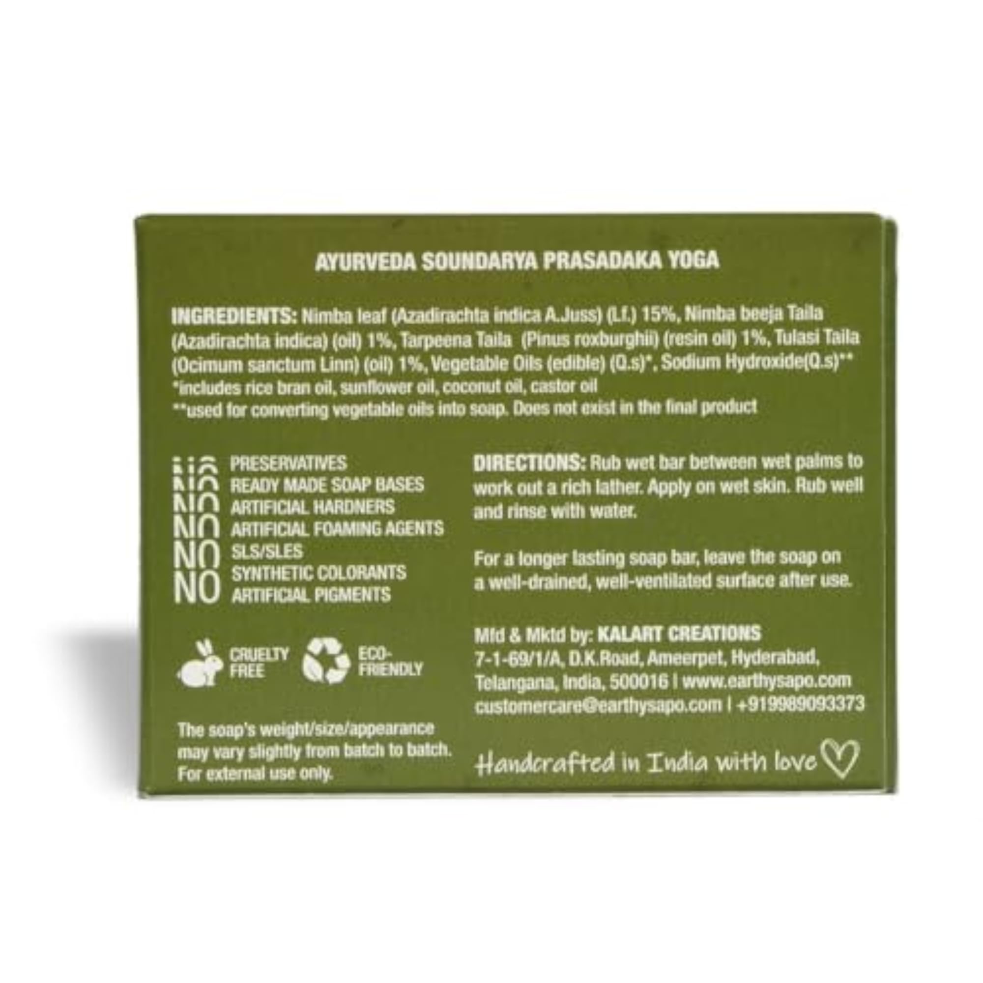 Handmade Neem Bathing Soap Pack of 2, Natural Cleansing