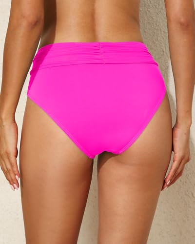 Image of Tempt Me Women Mid Rise Bikini Bottoms Full Coverage Swimsuit Ruched Scrunch Swim Bottom
