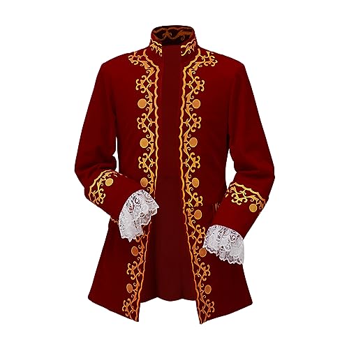 CosplayDiy Men's 18th Century Colonial Military Tailcoat Costume Medieval Victorian Men's Regency Outfit XL by CosplayDiy - Used condition - US$41.69