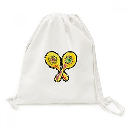 Sac à dos cordon jaune illustration mexicaine en toile souple