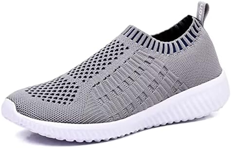 TIOSEBON Women's Slip On Walking Tennis Shoes Casual Mesh-Comfortable Work Workout Running Sneakers 6 US Gray