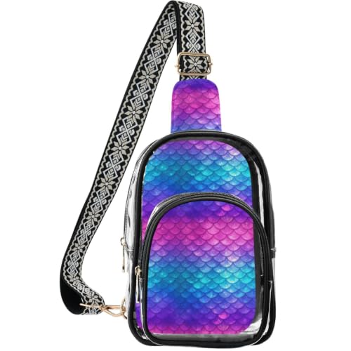 Bolso cruzado en el pecho linqin morado y azul degradado con correa ancha