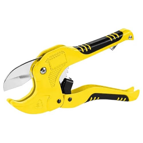 CRAFTEC Ratchet PVC Pipe Cutter, for Cutting Up to 1-5/8 inch PVC Pipe and PPR Plastic Hoses, Plumbing Pipe Tool, SK5 Steel Blade and Ergonomic Handle