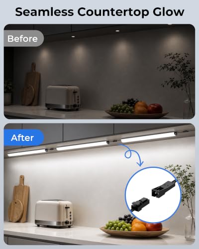 Image of ASOKO Linkable LED Under Cabinet Lights, Motion Sensor Light Bars for Kitchen, Plug-in Under Counter Closet Lighting, Expandable Seamless Countertop Glow, Dimmable Magnetic No-Drill DIY Setup, 6-Pack
