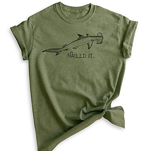 Generic Evertree Clothing Nailed It Hammerhead Shark Shirt, Unisex Women's Men's Shirt, Funny Shark Shirt, Shark Tee, Funny Shark Meme Shirt, Heather Apple Green, X-Small