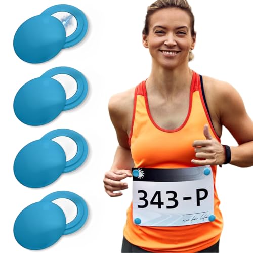 NJCXOLA Porte-dossard Aimant Running, 4 Paires Aimants Dossards Triathlon, Fixation Haute Résistance, Accessoires Runners, Porte Dossard Trail, Running Femme...