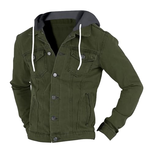 Veste à capuche en denim pour homme veste militaire de travail hoodie décontracté