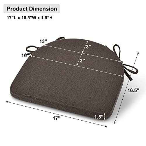 Shinnwa Chair Cushion with Ties for Dining Chairs [17 x 16.5 Inches] Non Slip Kitchen Dining Chair Pad and Seat Cushion with Machine Washable Cover - Dark Brown - Thumbnail 5