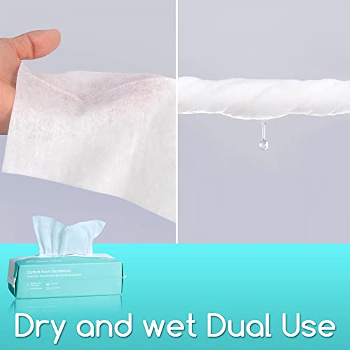Image of Saraflora 100% Cotton Facial Tissue Soft Dry Wipe 6 Pack, Use for Sensitive Skin Disposable Face Towel Extra Thick Dry and Wet Use Disposable Cotton Tissues for Washing Face Makeup Wipes（600 Count ）