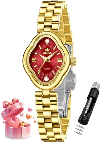 Image of OLEVS Watch Gold Ladies Luxury Easy to Read Small Wrist Watches for Women | Original Import Dress Gift,Diamond,Easy to Read Chronograph women's Watch