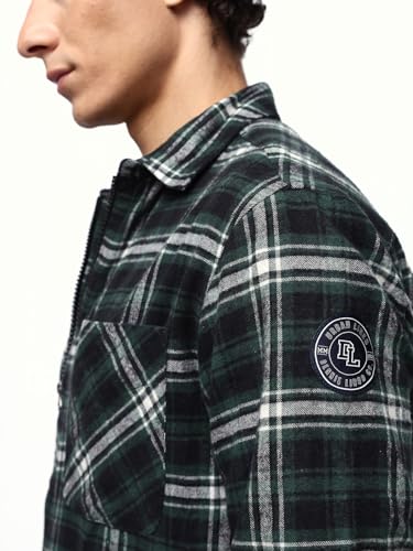 Image of Dennis Lingo Men's Flannel Checks Spread Collar Relaxed Fit Casual Shirt