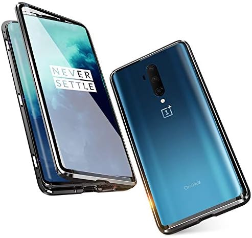 CHBO Magnetic Adsorption Case for OnePlus 7T Pro - Magnetic Case with Double Sided Tempered Glass, Magnets Metal Bumper Frame, Full Body Protective Phone Case for OnePlus 7T Pro, Black