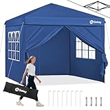 Sekey Pop Up Pavillon 3x3 Wasserdicht Stabil Winterfest, Faltpavillon 3 x 3 m, Camping Pavillion Faltbar Partyzelt mit Seitenwänden, Höhe Verstellbar in 3 Stufen, Grau (Navy, Höhe 260)