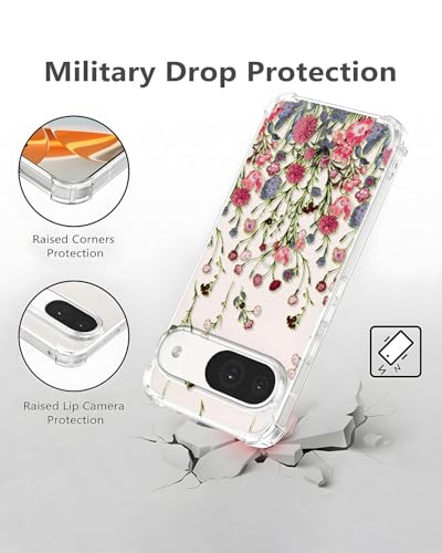 Coque Pixel 9 antichoc évite les rayures lot de 2 protections souples fleurs