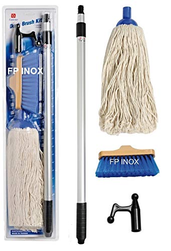 FP INOX Kit di Pulizia 1 gaffe telescopico + 1 spago in Cotone + 1 Spazzola a Fibra. Unisex Adulto