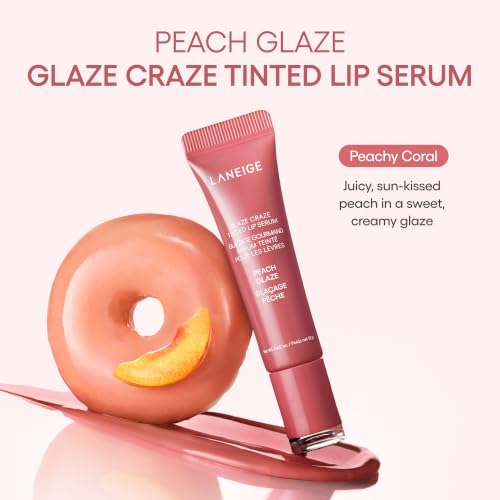 Image of Laneige Glaze Craze Tinted Lip Serum | Plumping, Nourishing Hydration with Polypeptide and Ceramides | Lip Balm for Dry & Chapped Lips |Ultra Glamorous Shiny Lips