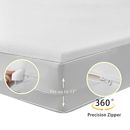 Pinzon Zippered Waterproof Cotton Terry Mattress Protector #TOP25