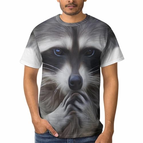 T-shirt manches courtes homme à col rond avec motif mignon raton laveur