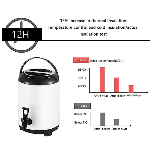 Distributore d'acqua in acciaio inox, caldaia calda e fredda con rubinetto, ad alta capacità, per ufficio e catering, soluzione efficiente per bevande per casa e lavoro