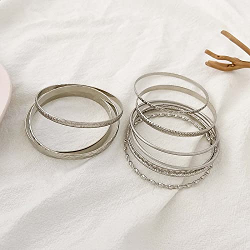 Gold Bangle Bracelet Set for Women Multi Stacking Wide Bangles Indian Bollywood Chunky Bangle Bracelets Ethnic Glossy Textured Bracelets Wedding Outfit Jewelry (10Pcs)4