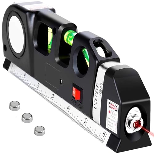 Image of Multipurpose Laser Level Kit with Metric Ruler, Cross Line Beam Tool for DIY, Construction, Home Improvement, Picture Hanging & Wall Alignment