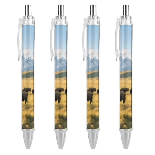Stylos rétractables Teton Prairie à encre noire parfaits pour le bureau et la prise de notes