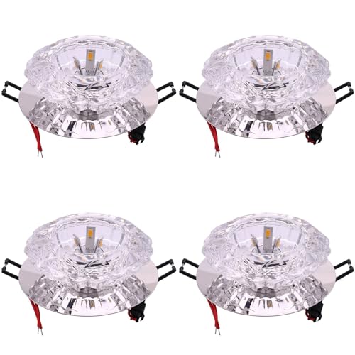 Plafonnier LED cristal pour couloir et salon blanc chaud 3W lot de 4