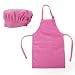 Opromo Colorful Cotton Canvas Kids Aprons and Hat Set, Party Favors(S-XXL)-Hot Pink-M