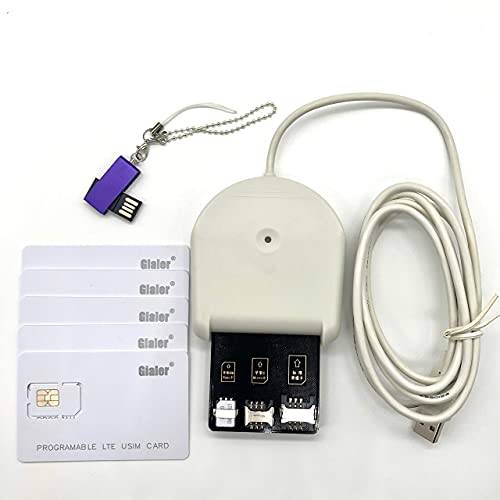 Gialer LTE Cards Program kit, SIM Card Tools & Accessories Include 1 SIM Card Reader + 5pcs programmable USIM Cards + 1 Mini Micro Nano sim Card Adapter kit + Newest GRSIM Software Programer Tool