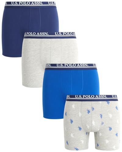 U.S. Polo Assn. Mens Boxer Briefs - 4 Pack Moisture Wicking Performance Mens Underwear Boxers with Contour Pouch (S-XL)