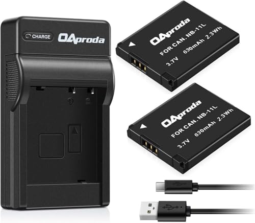 OAproda 2 Pack NB-11L NB-11LH Battery and Rapid Charger for Canon PowerShot SX420 is SX410 is SX400 is A4000 is ELPH 190 is ELPH 180 Elph 360 HS ELPH 170 is ELPH 160 ELPH 150 is ELPH 140 is Camera