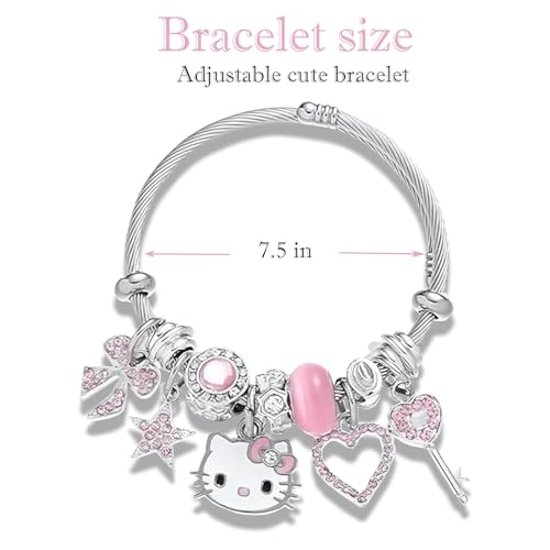 2PCS Bracelet Set Gift, Adjustable Stainless Steel Silver Charm Bracelet and Necklace, The Gift for Kids, Girlfriends, Best Friends, or Sisters.3