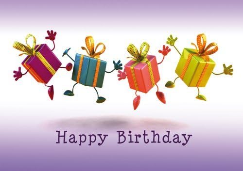 Four Tops - Fun and Modern Happy Birthday Greeting Card.