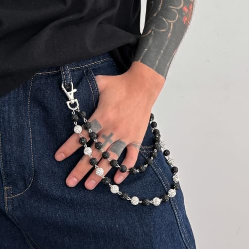 Wallet Chain for Men Women Pocket Jean Pants Chains Trendy Hipster Rhinestone Baseball Body Chain Jewelry2