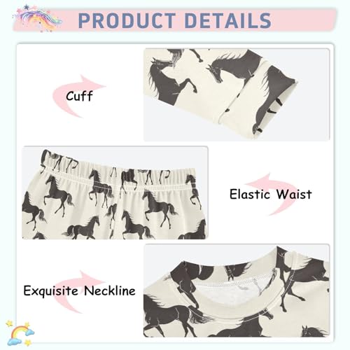 Fustylead Black Running Horse Silhouette 2-Piece Cotton Pajama Set, Long Sleeve Top and Matching Bottom4