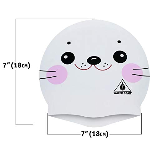 Water Gear Critter Cap - Extremely Durable Swimming Cap For Kids - Great For Improving Swimming Skills And Instilling Confidence In The Water - Long-Lasting Toddler Swimming Cap (White Seal) #TOP6