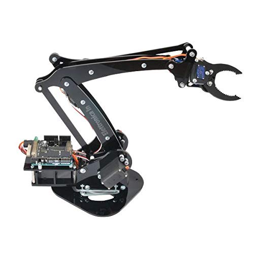 Kit Braccio Robotico Articolato 4 DOF in Plexiglass con Base Rotante 180°, Pinza e 5 Servomotori – Compatibile Arduino e Progetti STEM