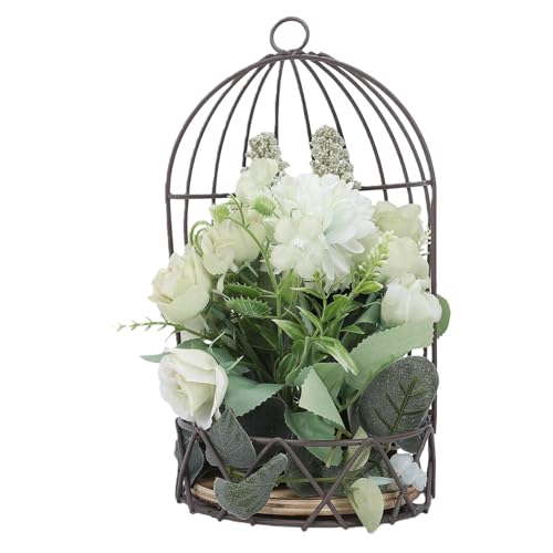 Annadue Vogelkäfig- Blumentopf mit Glatter Oberfläche | Dekorativer Blumentopfhalter für Hochzeitsfeste (5- zackiges Rosengrün)-5