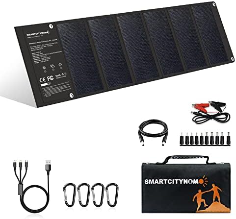 Foldable Solar Panel for Camping - 42W Portable Solar Charger IP65 Waterproof with 18V DC/5V USB QC3.0/Type-C for Cell Phones, Tablet, Power Bank Suitable for RV, Backpacking, Hiking