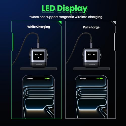 UGREEN Uno 65W USB C Charger Block, Nexode 3-Port GaN Fast Charger with Screen, Fun Robot Gifts for Men Women, Compatible with iPhone 17, MacBook Pro/Air, XPS, Galaxy S25, Steam Deck, ROG Ally, Black - Image 7