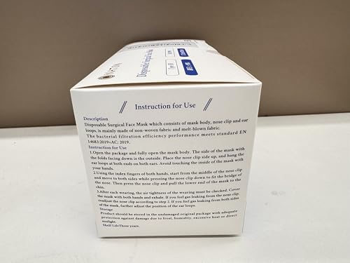 Naton Pack von 50 medizinische Einwegmasken - 3-Lagen blaue chirurgische Masken EN 14683, Typ IIR, CE-zertifiziert, Mund-Nasen-Maske