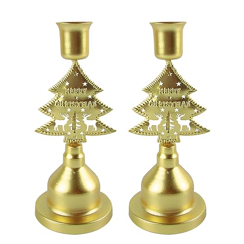 Candelabros para Velas, ACTOYS 2 Unidades Portavelas Decoracion Navideños, Centro de Mesa Navidad Portavelas Vintage para Bodas Cumpleaños Fiestas Decoraciones, Decoracion Mesa Navidad (Oro)
