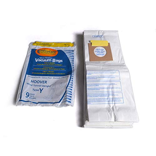 Hoover Part# 4010100Y - Type Y Vacuum Bag Replacement for Hoover WindTunnel Uprights and Hoover Vacuums Using Type Y or Type Z Bags by EnviroCare Part# 856-9 - 9/Package (2, 12 Ounce)