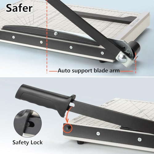 Image of 15 inch Guillotine Paper Cutter: Worklion Precision Paper Trimmer with Safety Lock,15 Sheet Capacity, Thickened Metal Based Cutting Board for Crafting Cardstock Photos Laminatedsheets in Class /Office