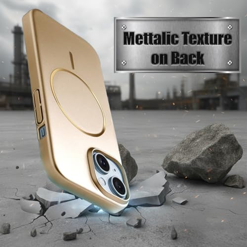Image of AIBEX Ultra-Thin Mag-Saf Back Cover Case Compatible with iPhone 15| Slim Fit Scratch-Resistant Matte | Magnetic Wireless Charging | Microfibre Lining | Camera Protection (PC Material) - Gold