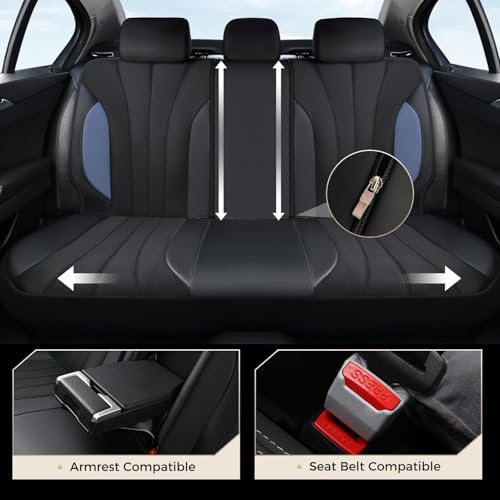 Image of Coverado Seat Covers for Car, Leather Automotive Car Seat Covers 5 Seats, Mesh Breathable Auto Seat Protectors, Driver Seat Covers Universal Fit for SUV, Truck, Vans, Sedan