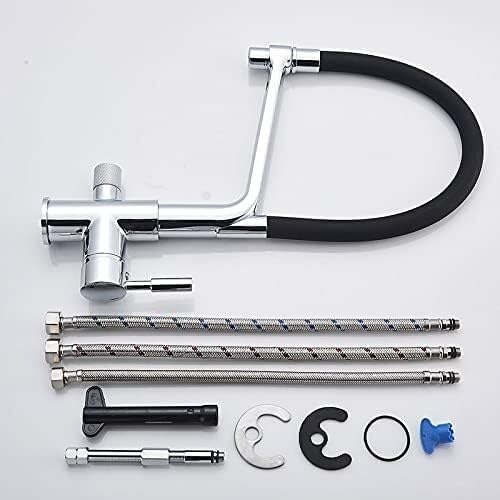 Grifo mezclador extraíble para fregadero de cocina con doble salida de agua 6